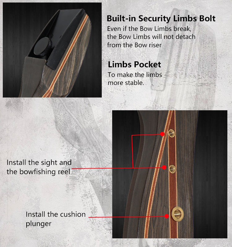 Harmony 62" Laminated Recurve Take Down Bow Recurve Bow 25Lbs-60Lbs
