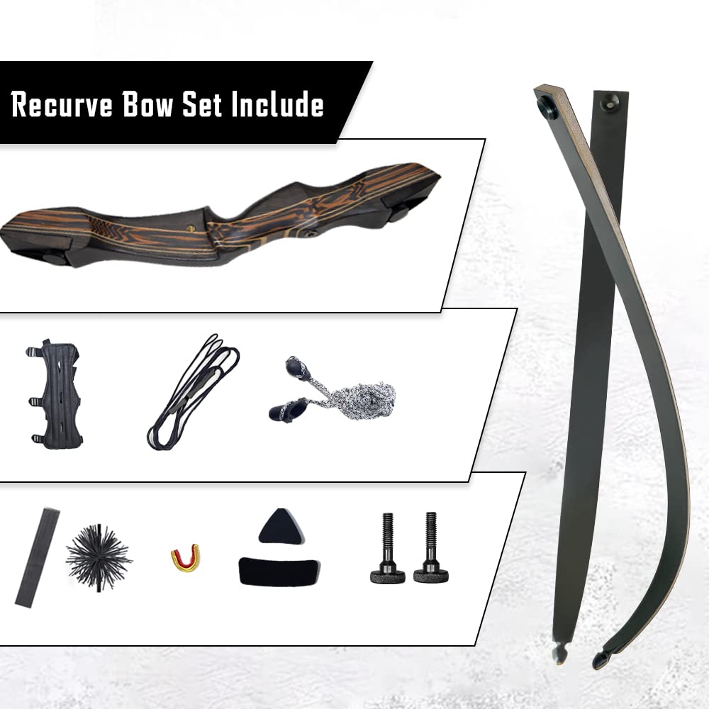 Recurve Bow for Adults and Beginners, Archery Bow Takedown Wooden Bow for Hunting and Target Shooting