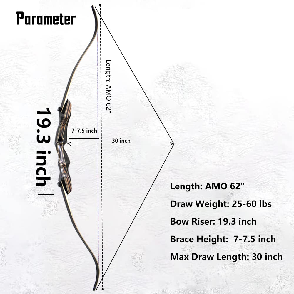 Recurve Bow for Adults and Beginners, Archery Bow Takedown Wooden Bow for Hunting and Target Shooting